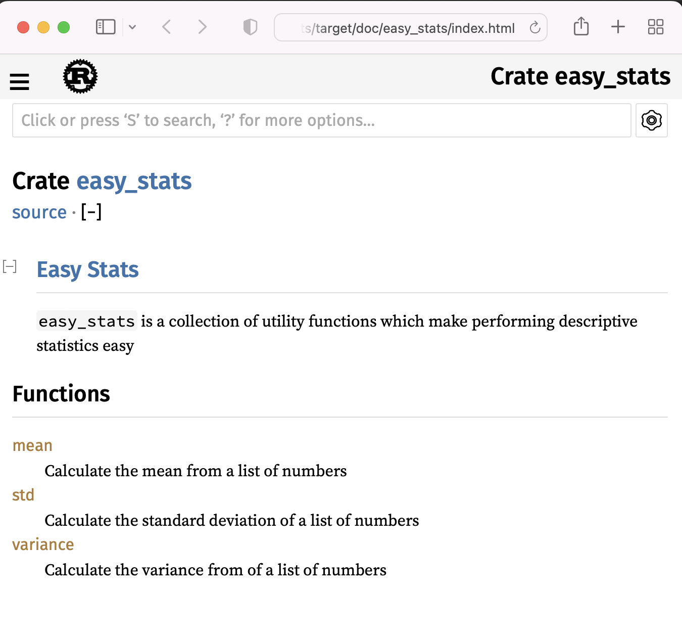 stats crate docs